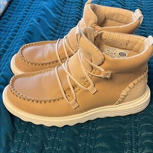 Leather Hey Dude Tan Lace-Up Moc Toe Boot